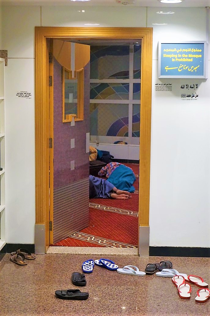 People sleeping in Mini Mosque