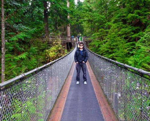 Ace on Capilano Suspension Bridge, Vancouver, Canada