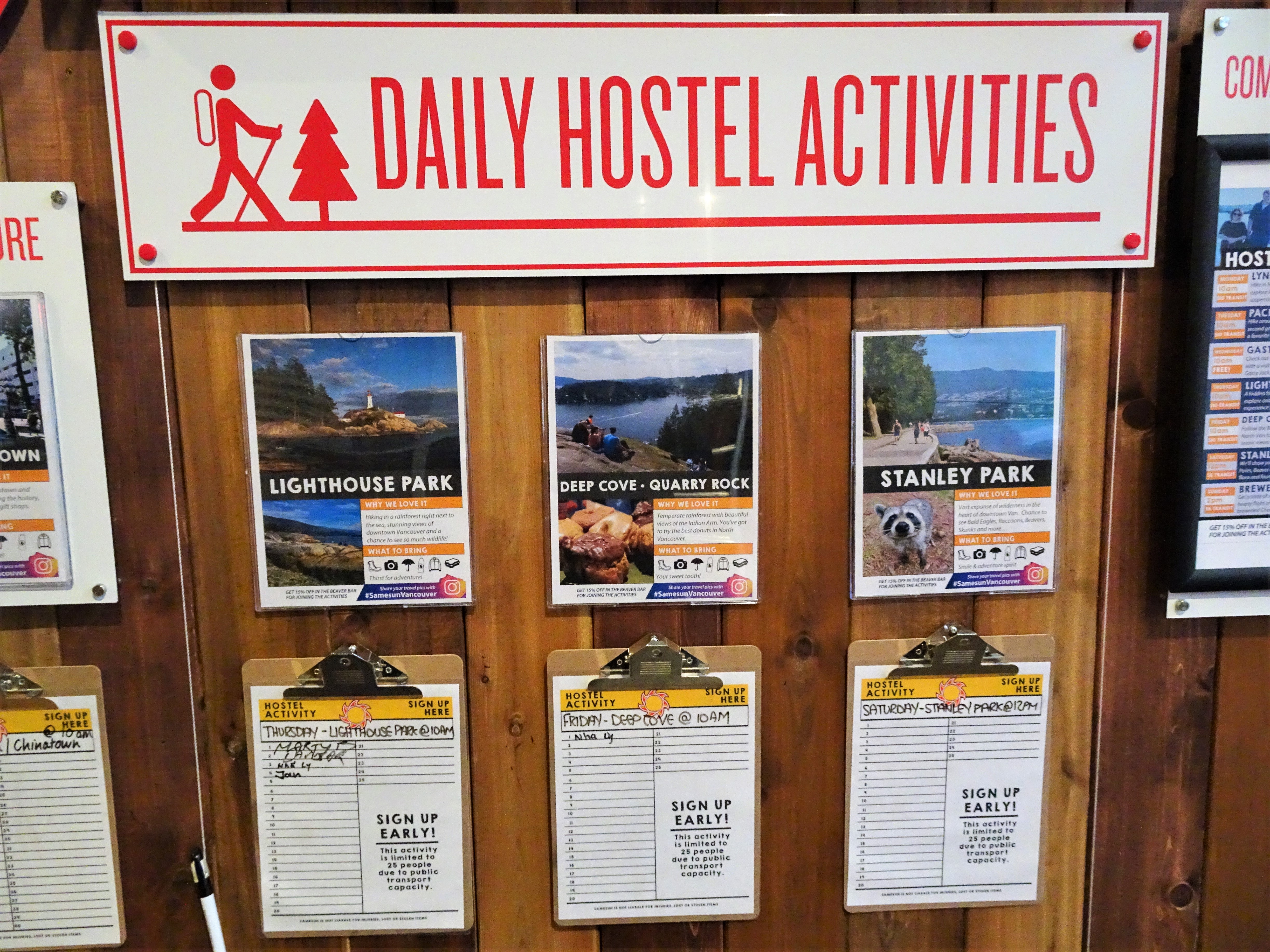 Samesun Hostel Activities, Vancouver, Canada