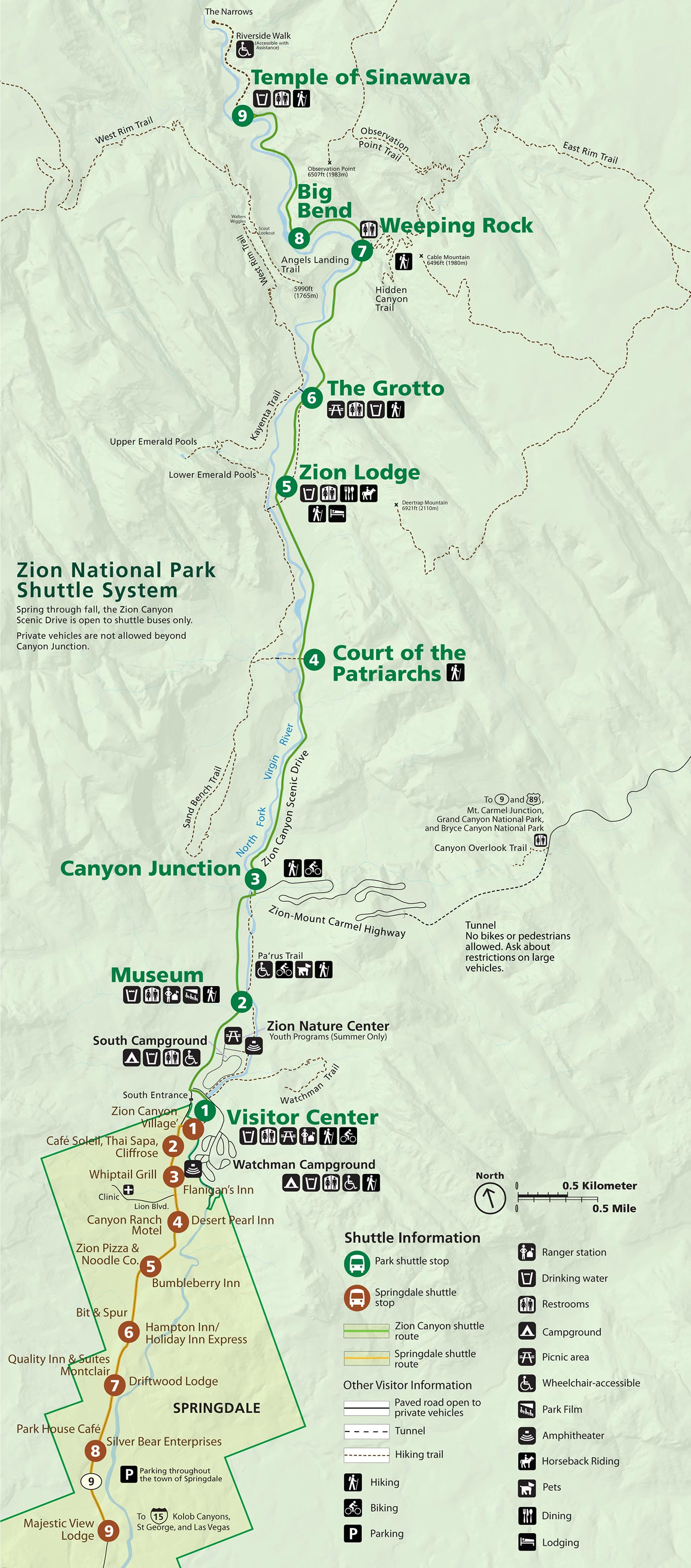 Zion National Park Map, Utah, United States