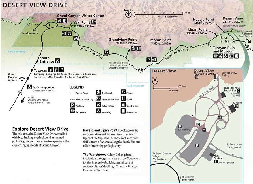 Grand Canyon National Park Map, Arizona, United States